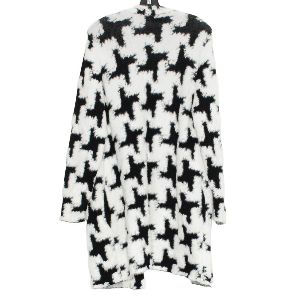 Chicos Cardigan Long Houndstooth Fuzzy Open Cottage Cozy Statement 1 Medium 8 - Picture 2 of 7